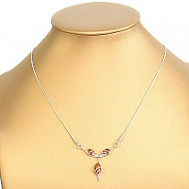 Amber necklace silver Ag 925/1000 42.5 - 46.6cm 5.1g