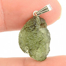 Vltavín (moldavite) stříbrný přívěsek Ag 925/1000 2,5g