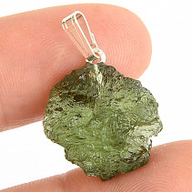 Silver pendant with natural vltavite (moldavite) Ag 925/1000 2.7g