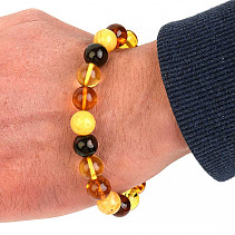 Men's bracelet amber balls 11mm mix