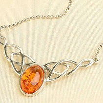 Silver necklace with amber Ag 925/1000 42.5 - 46.5cm 7.2g