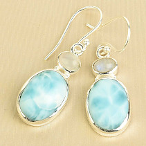 Larimar and moonstone silver earrings Ag 925/1000 3.3g + 3.4g