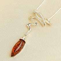 Silver amber necklace with spiral Ag 925/1000 42.5 - 46.5cm 6.8g