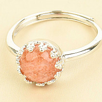 Sluneční kámen prsten kulatý s obrubou Ag 925/1000 + Rh