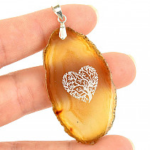 Agate pendant tree of life heart grip Ag 925/1000 10.9g