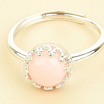 Prsten z růžového opálu kulatý Ag 925/1000 + Rh