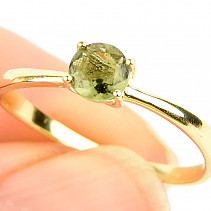 Ring with vltavine round 5mm standard cut gold Au 585/1000 14K (size 56) 1.54g