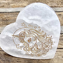 Heart white selenite Unicorn motif approx. 10cm