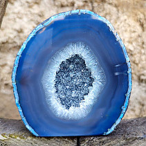 Agate blue dyed geode with cavity from Brazil 592g