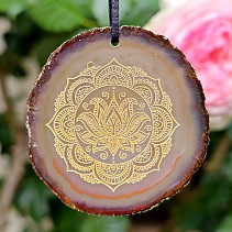 Agate pendant on skin Lotus in mandala 20g