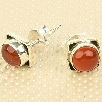 Carnelian stone earrings square Ag 925/1000
