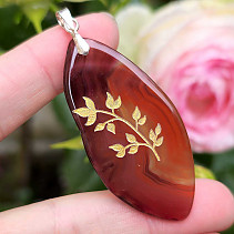 Agate pendant with plant motif Ag 925/1000 11g