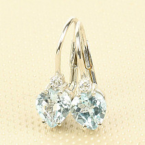 Blue topaz earrings (sky blue) heart 6mm Ag 925/1000 Rh