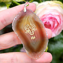 Agate pendant of the sign Taurus, handle Ag 925/1000 14g