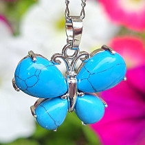 Blue tyrknite pendant butterfly jewelry metal