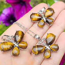 Tiger eye pendant butterfly jewelry metal
