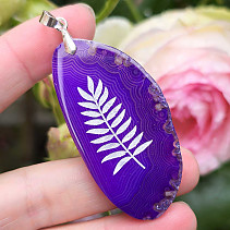 Purple agate pendant Leaf Ag 925/1000 17g