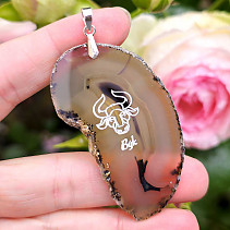 Agate pendant of the sign Taurus, handle Ag 925/1000 16g