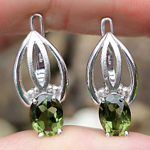 Silver earrings vltavine oval 8x6mm Ag 925/1000 + Rh