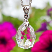 Crystal facet pendant 14 x 20mm Ag 925/1000 + Rh