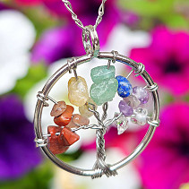 Chakra stones pendant tree of life jewelry metal