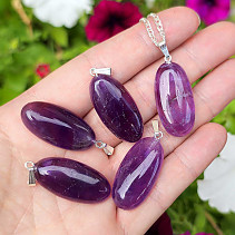 Oval pendant amethyst 30 x 15mm handle Ag 925/1000