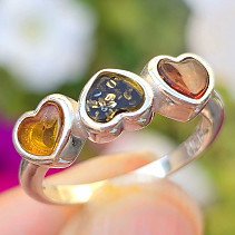 Amber heart ring colored Ag 925/1000 size 54, 2.9g