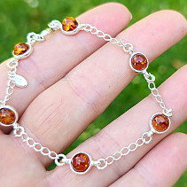 Amber honey round bracelet 18.5 cm silver Ag 925/1000