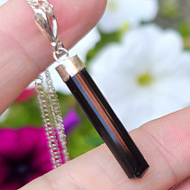 Pendant black tourmaline crystal Ag 925/1000 1.7g