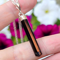 Pendant black tourmaline crystal Ag 925/1000 3.0g