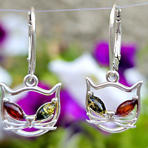 Amber cat earrings Ag 925/1000 2.9g