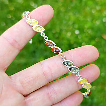 Bracelet amber mixed colors Ag 925/1000 19cm