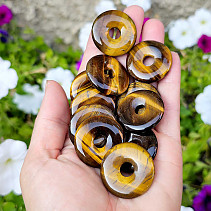 Tiger's eye donut on leather approx. 30mm