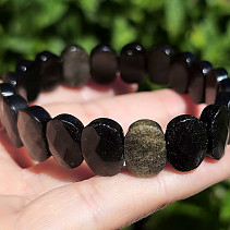 Obsidian bracelet flat facet 14 x 10mm