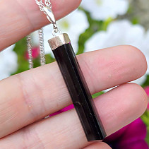 Pendant black tourmaline crystal Ag 925/1000 4.9g