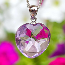 Amethyst cut heart pendant 16mm Ag 925/1000 + Rh