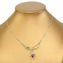 Amber colored necklace silver Ag 925/1000 5.9g 41.5 - 46cm