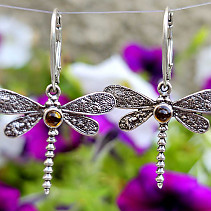 Amber dragonfly earrings Ag 925/1000