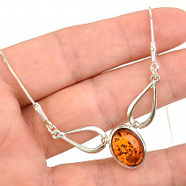 Silver necklace with honey amber Ag 925/1000 42.5 - 46cm 6.5g