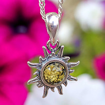 Amber green sun pendant Ag 925/1000 1.5g