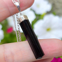 Pendant black tourmaline crystal Ag 925/1000 4.7g