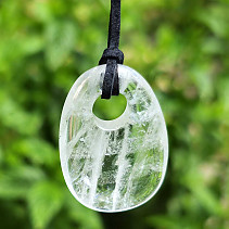 Crystal drilled leather pendant