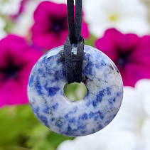 Sodalite blue - white donut on leather 30mm