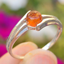 Amber round ring Ag 925/1000