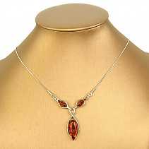 Amber necklace Ag 925/1000 42 - 46cm 6.9g