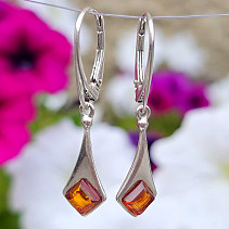 Amber earrings rhombus Ag 925/1000