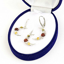 Gift set amber jewelry moon Ag 925/1000 4.4g