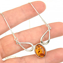 Silver necklace with honey amber Ag 925/1000 41.5 - 45.5cm (6.5g)