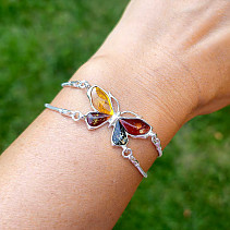 Amber butterfly bracelet silver Ag 925/1000 (19.5cm) 10.2g