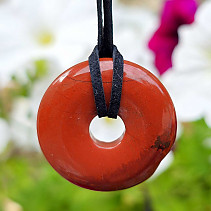 Jasper red donut on leather approx. 30mm